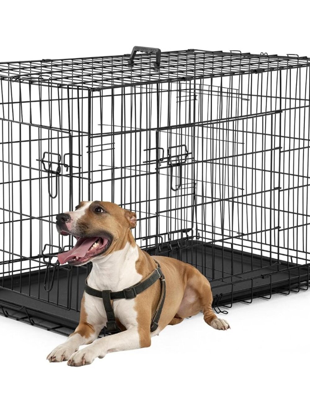 36" Foldable Metal Dog Crate | Black | Cage for Medium Dogs
